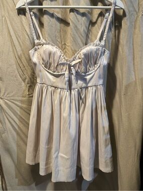 For Love & Lemons Cream Mini Dress with Bow Detail
